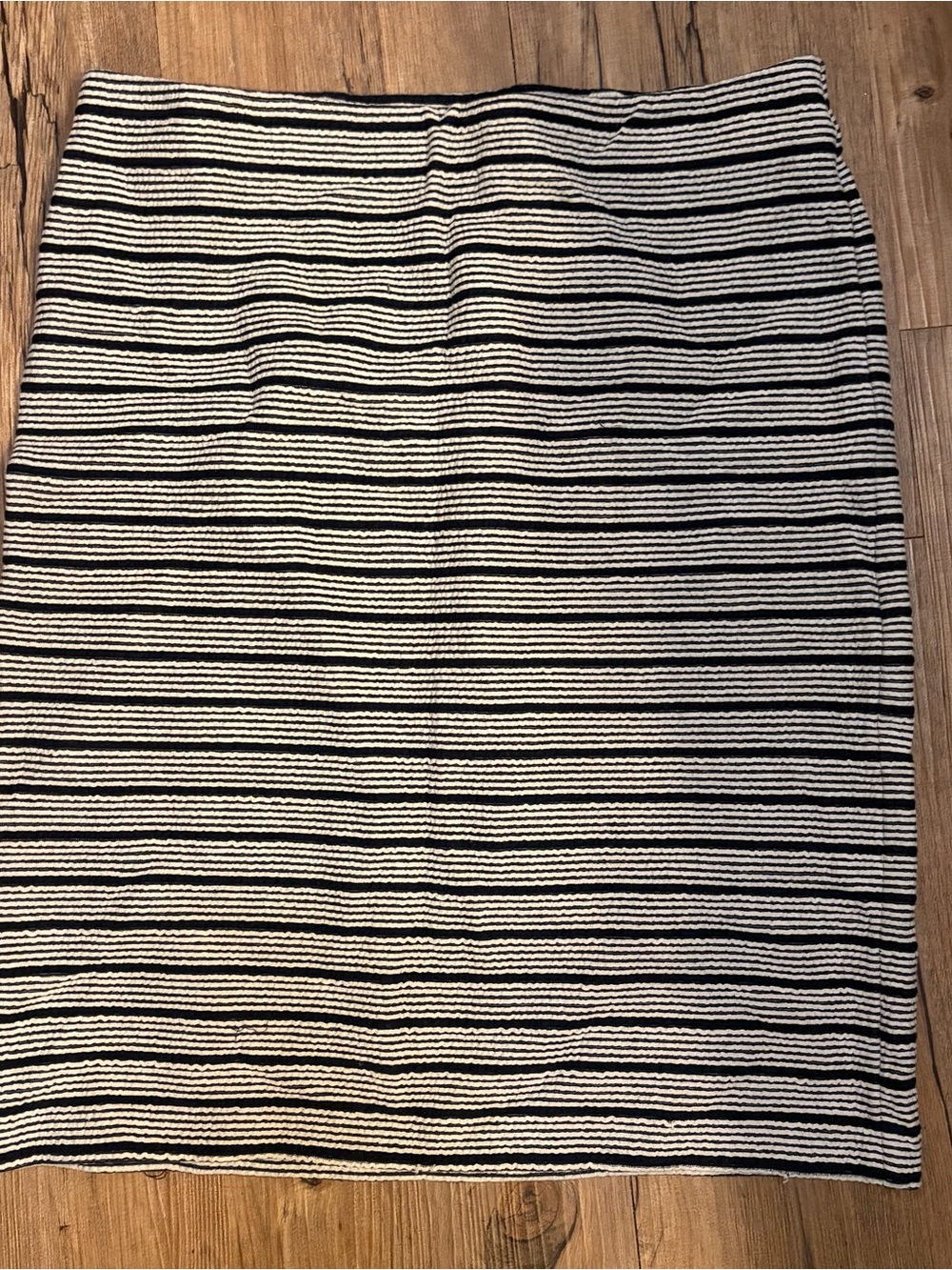 LOFT Black and White Striped Pencil Skirt